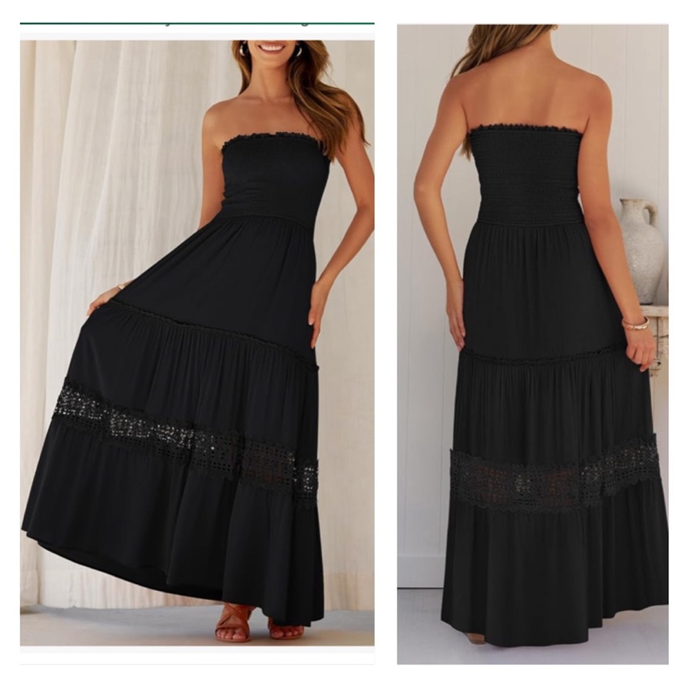 Chic Black Strapless Maxi Dress
